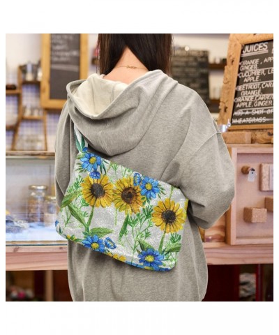 Sunflowers Shoulder Tote Bags for Women Furry Crossbody bag Hobo Handbag Purses for Work Travel College $12.17 Totes