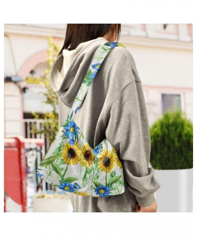 Sunflowers Shoulder Tote Bags for Women Furry Crossbody bag Hobo Handbag Purses for Work Travel College $12.17 Totes