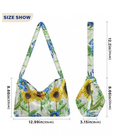 Sunflowers Shoulder Tote Bags for Women Furry Crossbody bag Hobo Handbag Purses for Work Travel College $12.17 Totes