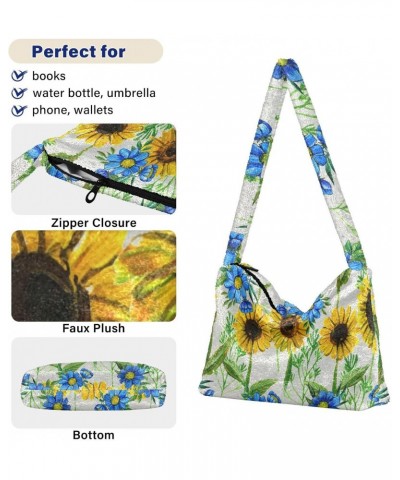 Sunflowers Shoulder Tote Bags for Women Furry Crossbody bag Hobo Handbag Purses for Work Travel College $12.17 Totes