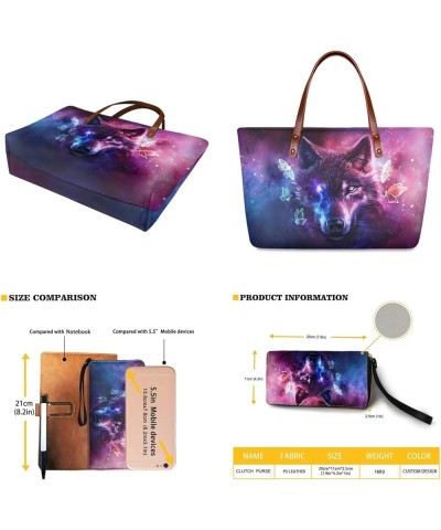 Top Handle Purse for Women, Purse and Wallet Set Large Tote Handbag with PU Wallet Purse Galaxy Wolf Butterfly-purple $26.39 ...