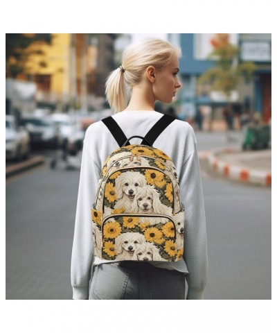 Dogs Yellow Flowers Women's Backpack Purse Causal Daypack Work Travel College Business Trip Bag Shoulder Bag Medium $15.99 Ba...