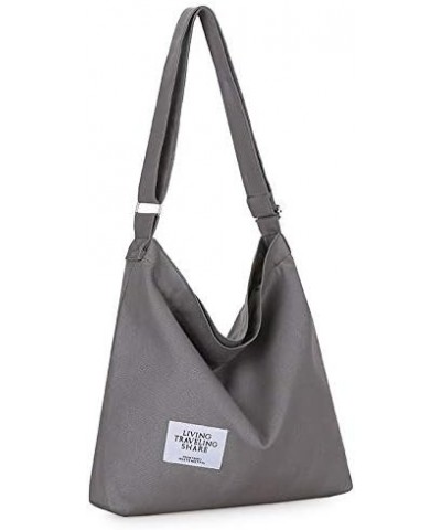 Women's Retro Large Size Canvas Shoulder Bag Hobo Crossbody Handbag Casual Tote Dark Grey $9.62 Totes