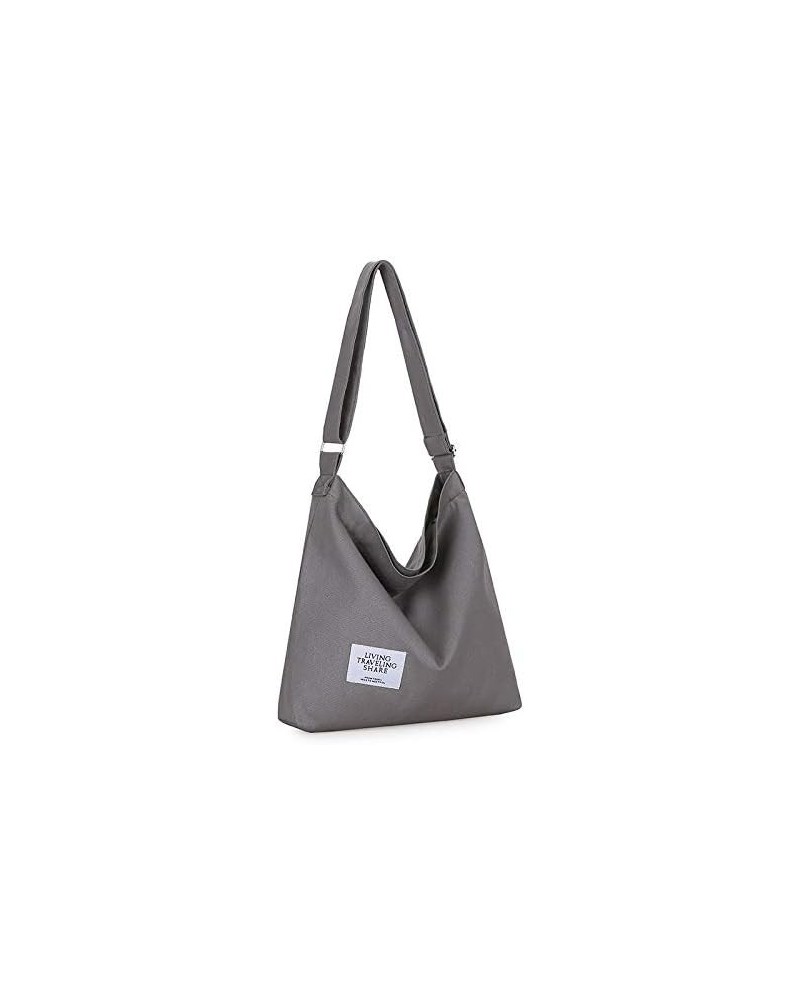 Women's Retro Large Size Canvas Shoulder Bag Hobo Crossbody Handbag Casual Tote Dark Grey $9.62 Totes