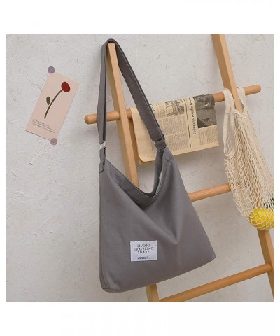 Women's Retro Large Size Canvas Shoulder Bag Hobo Crossbody Handbag Casual Tote Dark Grey $9.62 Totes