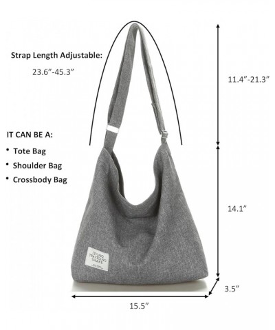 Women's Retro Large Size Canvas Shoulder Bag Hobo Crossbody Handbag Casual Tote Dark Grey $9.62 Totes