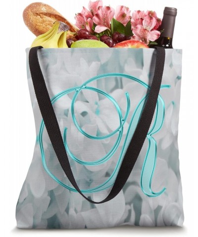 R Teal Lilac Flower Petal Plant Nature Initial Letter Name Tote Bag $10.27 Totes