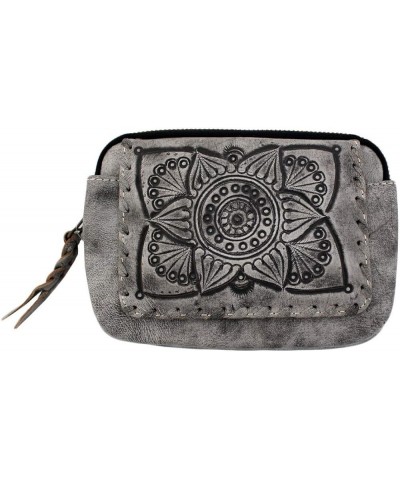 Mandala Design Genuine Leather Zip Around Wallet Gray $36.90 Wallets