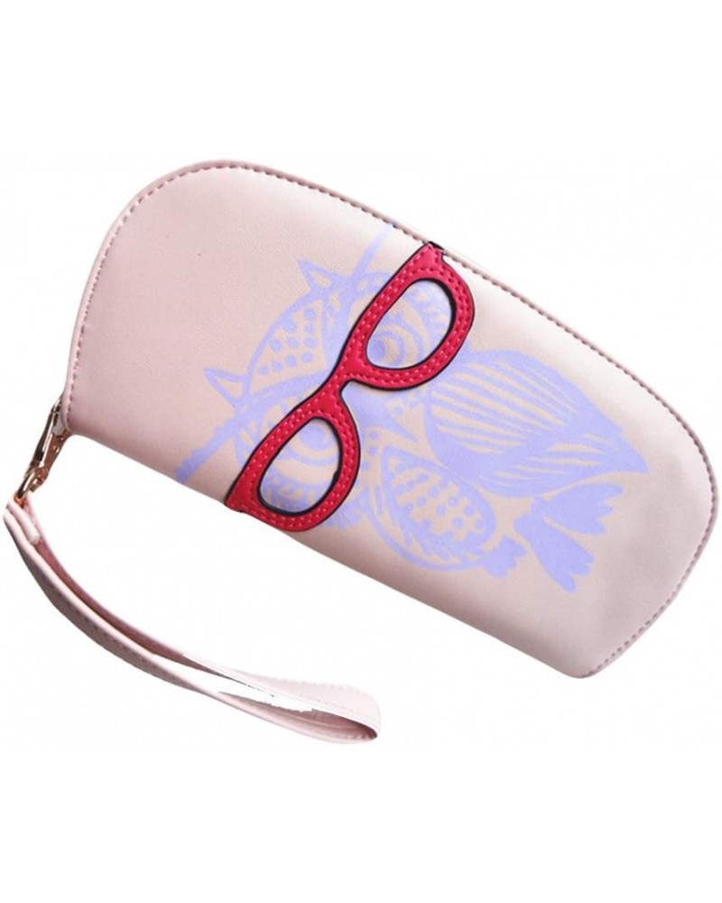 Purse Wallet for Ladies Women Girls Multi-Compartments Glasses Owl Prints PU Leather Zipper Wallet with Hand Strap (Red) (Col...