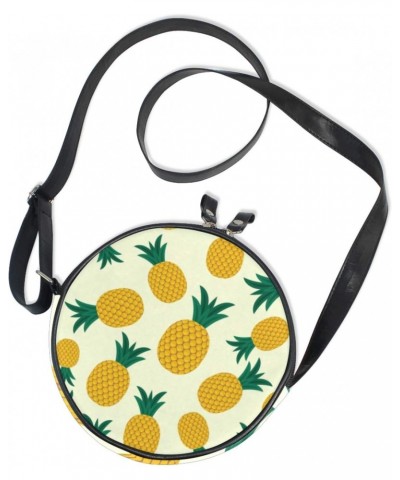 Ripe Yellow Pineapples Crossbody Bag Small Canvas Shoulder Round Bag for Women $11.01 Shoulder Bags