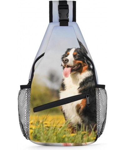 Bernese Mountain Dog Sling Bag Adjustable Sling Backpack Crossbody Shoulder Backpack Anti-theft Rope Chest Shoulder Daypack f...