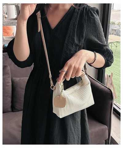 Women's Hobo Bag PU Leather Shoulder Crossbody Bag Soft Purse Fashion Stripe Totes Handbag Pleated Satchels Black $18.95 Totes