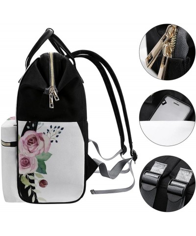 Flowers-pattern Travel Backpack Mommy Bag for Women, Casual Daypack Backpack, Handbag Black C $23.85 Backpacks