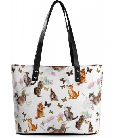 Cats & Butterflies Tote Bags Large Leather Purses Leather Tote Bag Tote Bag in Bag $15.20 Totes