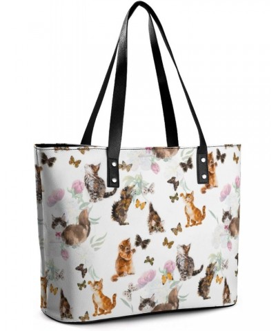 Cats & Butterflies Tote Bags Large Leather Purses Leather Tote Bag Tote Bag in Bag $15.20 Totes