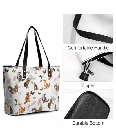 Cats & Butterflies Tote Bags Large Leather Purses Leather Tote Bag Tote Bag in Bag $15.20 Totes