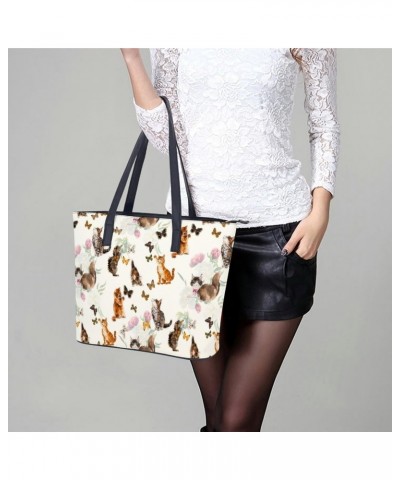 Cats & Butterflies Tote Bags Large Leather Purses Leather Tote Bag Tote Bag in Bag $15.20 Totes