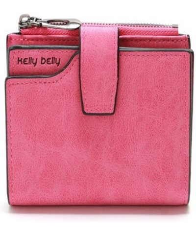 Women'S Pu Leather Credit Card Wallet Coin Holder Zipper Purses Small Short Clutch Rose Red $6.73 Wallets