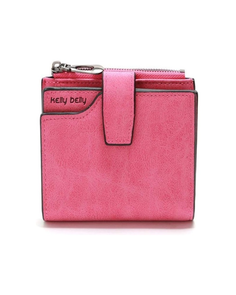 Women'S Pu Leather Credit Card Wallet Coin Holder Zipper Purses Small Short Clutch Rose Red $6.73 Wallets