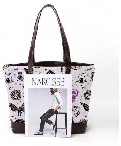 The Tote Bag For Women,Tote Bag With Zipper,Canvas Tote Bag,Cartoon Hand Eye Abstract Handbags $19.96 Totes