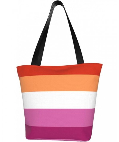 Five-stripes Lesbian Pride Flag Women'S Casual One Shoulder Carry Shopping Bag Large Capacity Working Storage Handbag $17.22 ...