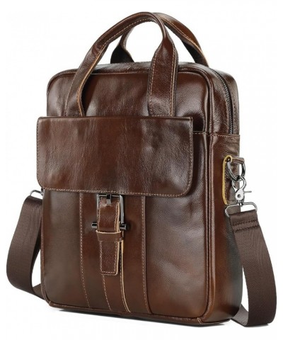 Cowhide Leather Messenger Bag for Men Shoulder Bag Crossbody Purse for Work Business Sling Bag Brown $40.44 Totes