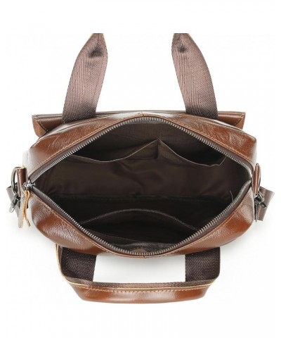 Cowhide Leather Messenger Bag for Men Shoulder Bag Crossbody Purse for Work Business Sling Bag Brown $40.44 Totes