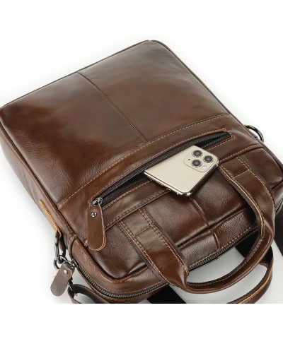 Cowhide Leather Messenger Bag for Men Shoulder Bag Crossbody Purse for Work Business Sling Bag Brown $40.44 Totes