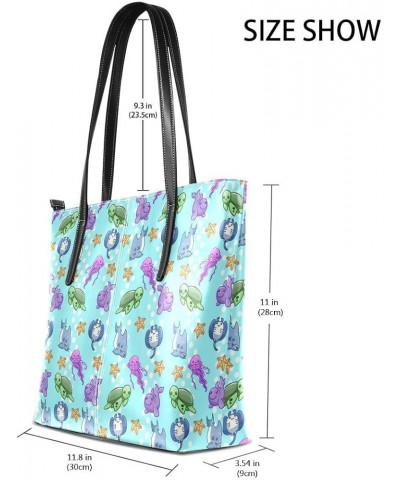 Handbags for Women Tote Bags with 11.08"(L) x 3.54"(W) x 11.02"(W) - Marine Jellyfish Black Sealife $18.48 Totes