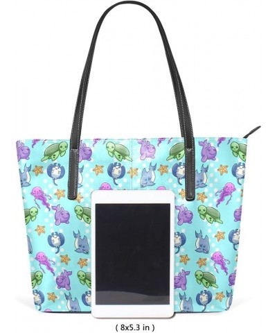 Handbags for Women Tote Bags with 11.08"(L) x 3.54"(W) x 11.02"(W) - Marine Jellyfish Black Sealife $18.48 Totes