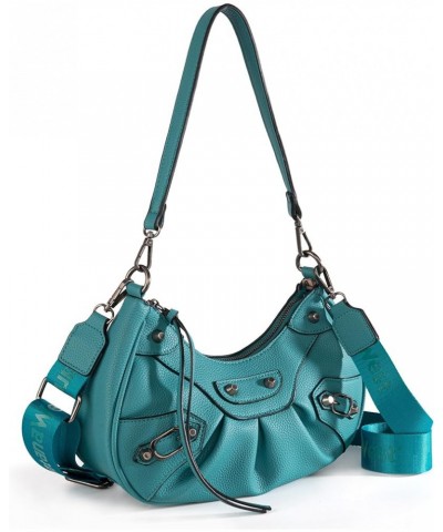 MEDIUM Shoulder Hobo Bags for Women Trendy Purses Leather Clutch Purse and Handbags Hobo-turquoise $10.00 Hobo Bags