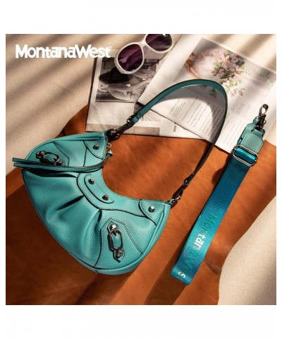 MEDIUM Shoulder Hobo Bags for Women Trendy Purses Leather Clutch Purse and Handbags Hobo-turquoise $10.00 Hobo Bags