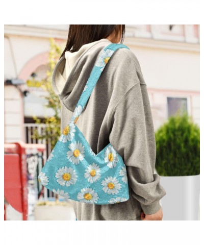 Daisy Flowers Shoulder Tote Bag for Women Furry Crossbody bag Hobo Handbag Purses for Work College Travel $8.82 Totes