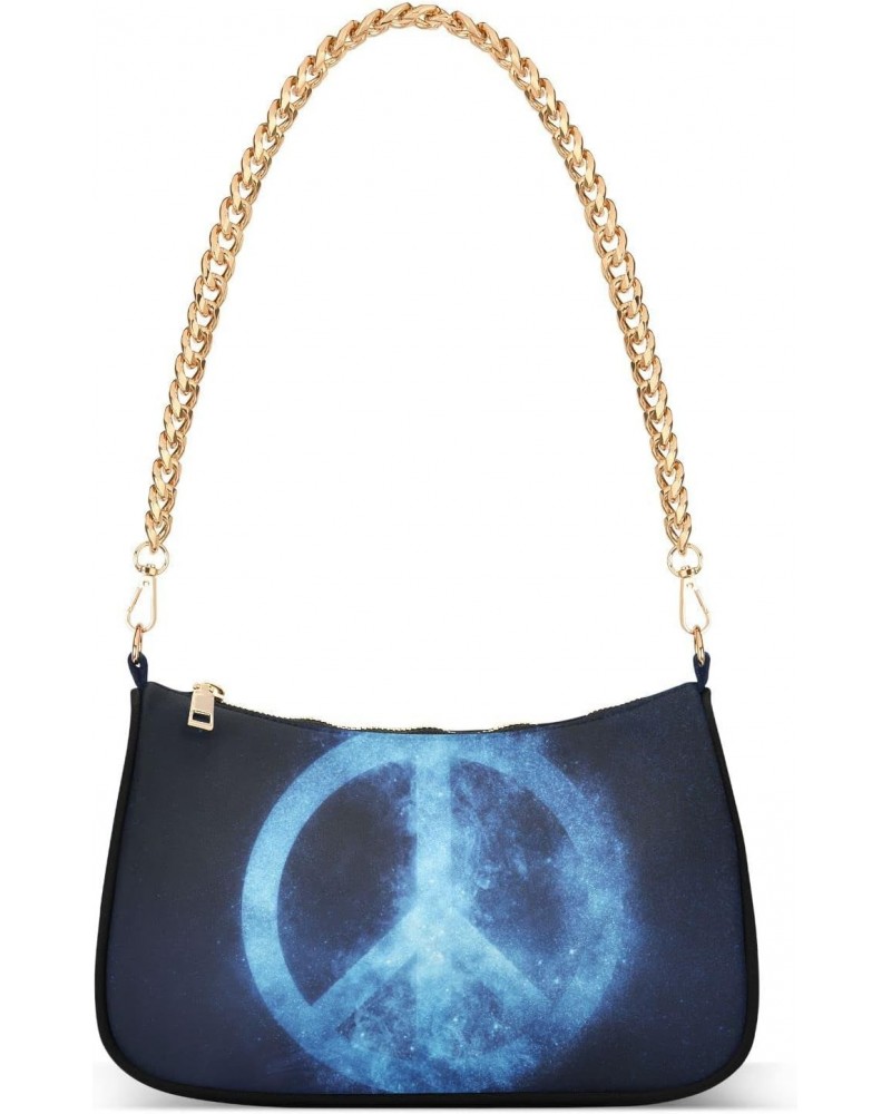 Peace Sign Symbol Starry Sky Shoulder Bag Purse for Women Tote Handbag with Zipper Closure $15.19 Totes