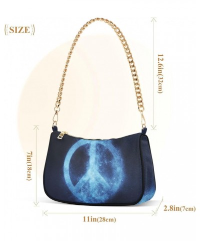 Peace Sign Symbol Starry Sky Shoulder Bag Purse for Women Tote Handbag with Zipper Closure $15.19 Totes