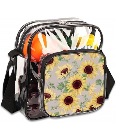 Cartoon Sunflower Leaves Stadium-Approved Clear Crossbody Bag with Colorful Print Design Cartoon Sunflower Leaves $10.80 Cros...