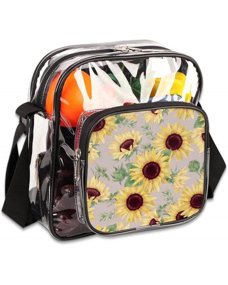 Cartoon Sunflower Leaves Stadium-Approved Clear Crossbody Bag with Colorful Print Design Cartoon Sunflower Leaves $10.80 Cros...