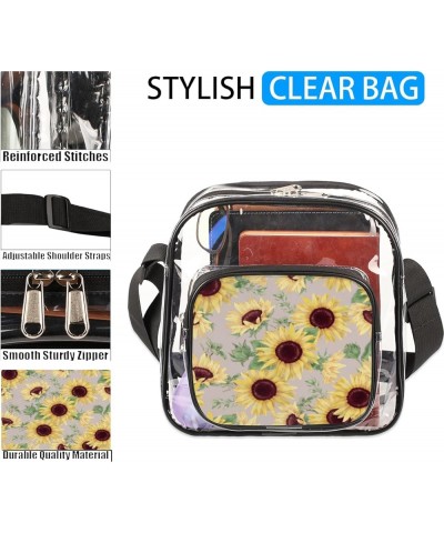 Cartoon Sunflower Leaves Stadium-Approved Clear Crossbody Bag with Colorful Print Design Cartoon Sunflower Leaves $10.80 Cros...