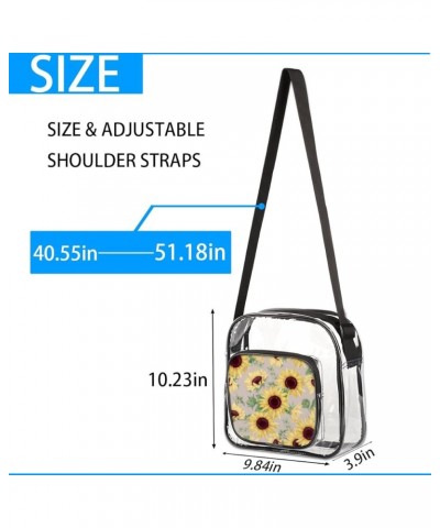 Cartoon Sunflower Leaves Stadium-Approved Clear Crossbody Bag with Colorful Print Design Cartoon Sunflower Leaves $10.80 Cros...