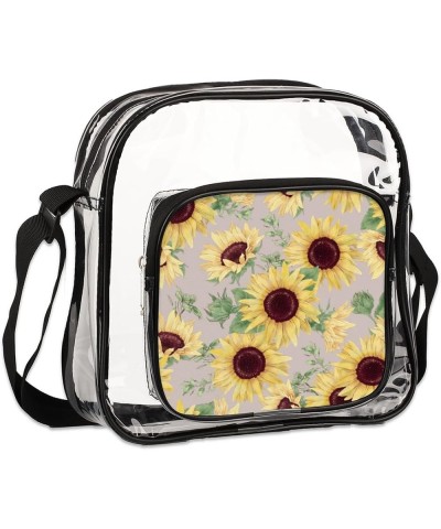 Cartoon Sunflower Leaves Stadium-Approved Clear Crossbody Bag with Colorful Print Design Cartoon Sunflower Leaves $10.80 Cros...