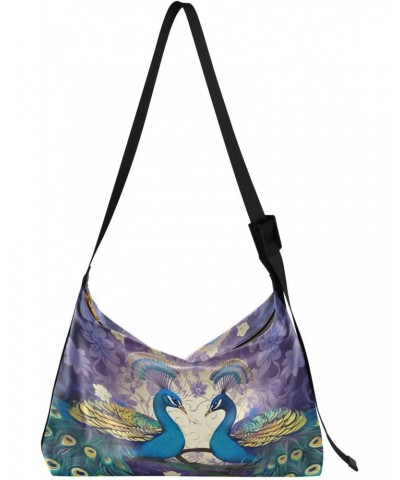 Peacocks Pattern Shoulder Bag for Women Waterproof PU Leather Hobo Bags Crossbody Purse with Zipper Closure $15.51 Shoulder Bags