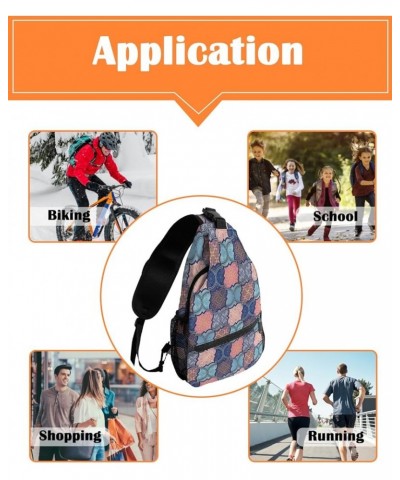 Sling Bag Crossbody Bag for Women Men Vintage Plaid Floral Waterproof Hiking Backpack Lightweight Chest Shoulder Bag Daypack ...