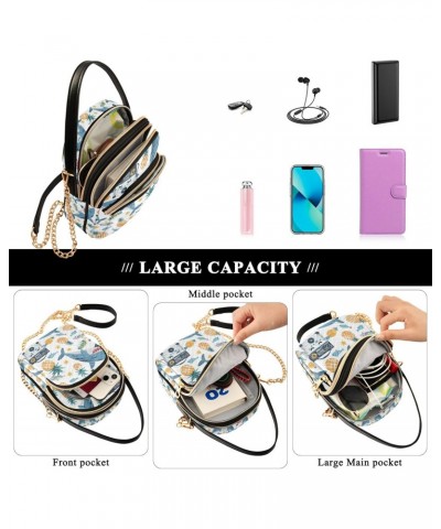 Crossbody Bag for Women, Pineapple Sharks2 Phone Purse Detachable Chain Bag Shoulder Handbag Wallet $11.76 Crossbody Bags