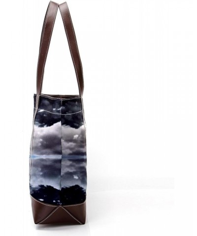 Large Tote Bags for Women, Handbag with Zipper Shoulder Bag, Moon and Ocean $21.60 Totes