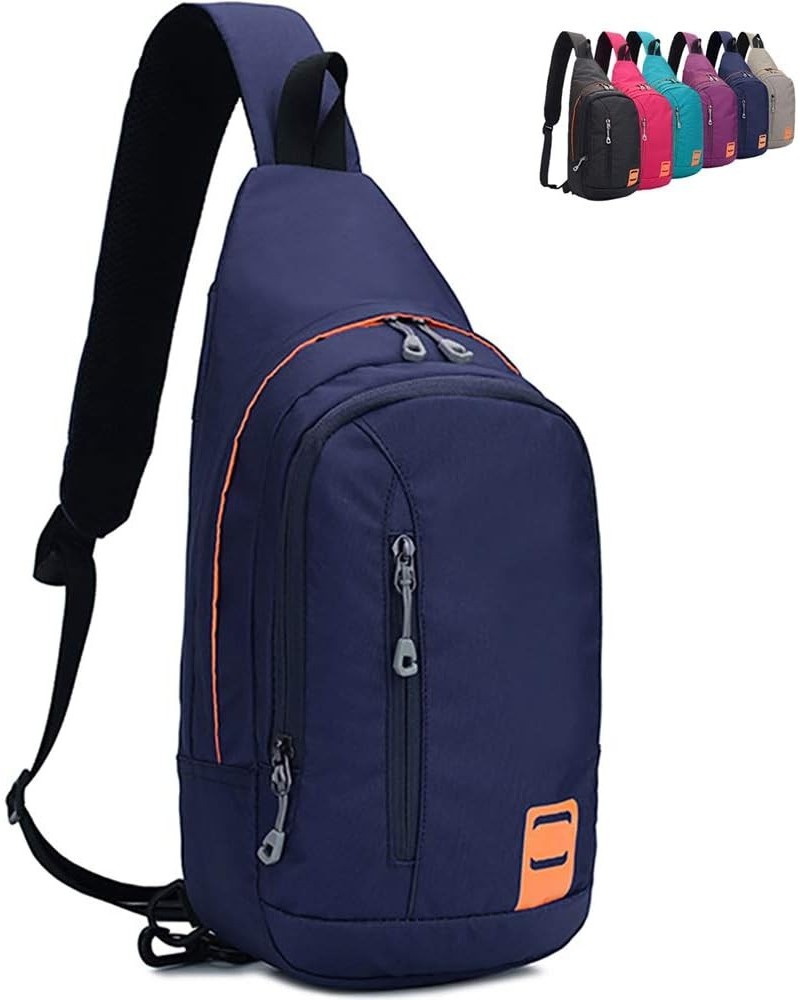 Small Sling Backpack Waterproof Unisex Shoulder Bag Chest Crossbody Daypack Large 2_dark Blue $15.29 Backpacks