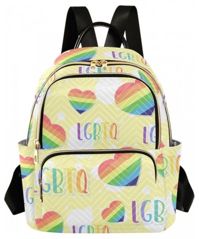 Women's Medium Fashion Backpack Lgbtq Hearts Print Ladies Travel Daypack Aesthetic Shoulder Bag 11.4×6.1×14.1 IN $19.43 Backp...