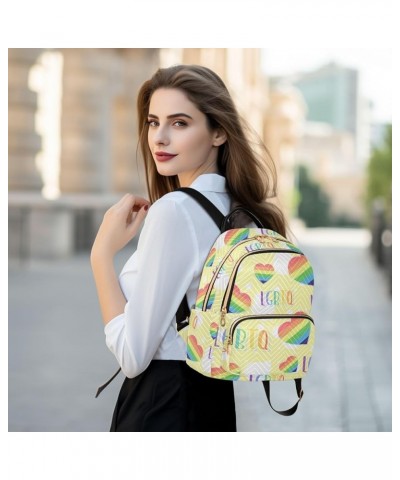 Women's Medium Fashion Backpack Lgbtq Hearts Print Ladies Travel Daypack Aesthetic Shoulder Bag 11.4×6.1×14.1 IN $19.43 Backp...