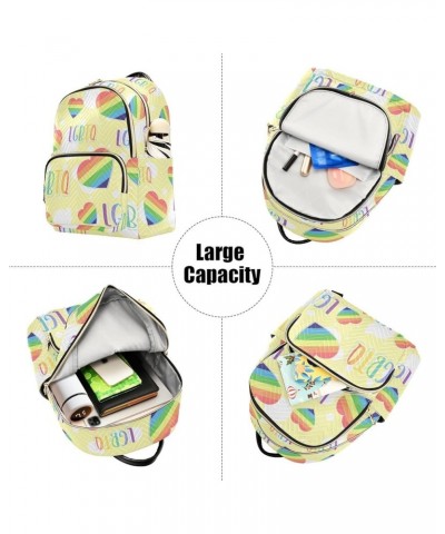 Women's Medium Fashion Backpack Lgbtq Hearts Print Ladies Travel Daypack Aesthetic Shoulder Bag 11.4×6.1×14.1 IN $19.43 Backp...