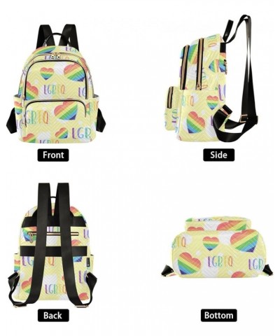 Women's Medium Fashion Backpack Lgbtq Hearts Print Ladies Travel Daypack Aesthetic Shoulder Bag 11.4×6.1×14.1 IN $19.43 Backp...