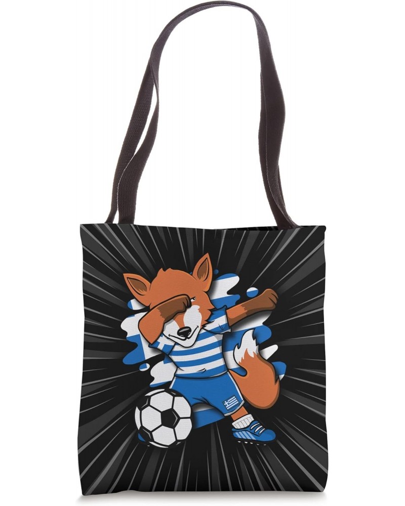 Dabbing Fox - Greece Soccer Fans Jersey Greek Football Fan Tote Bag $11.98 Totes